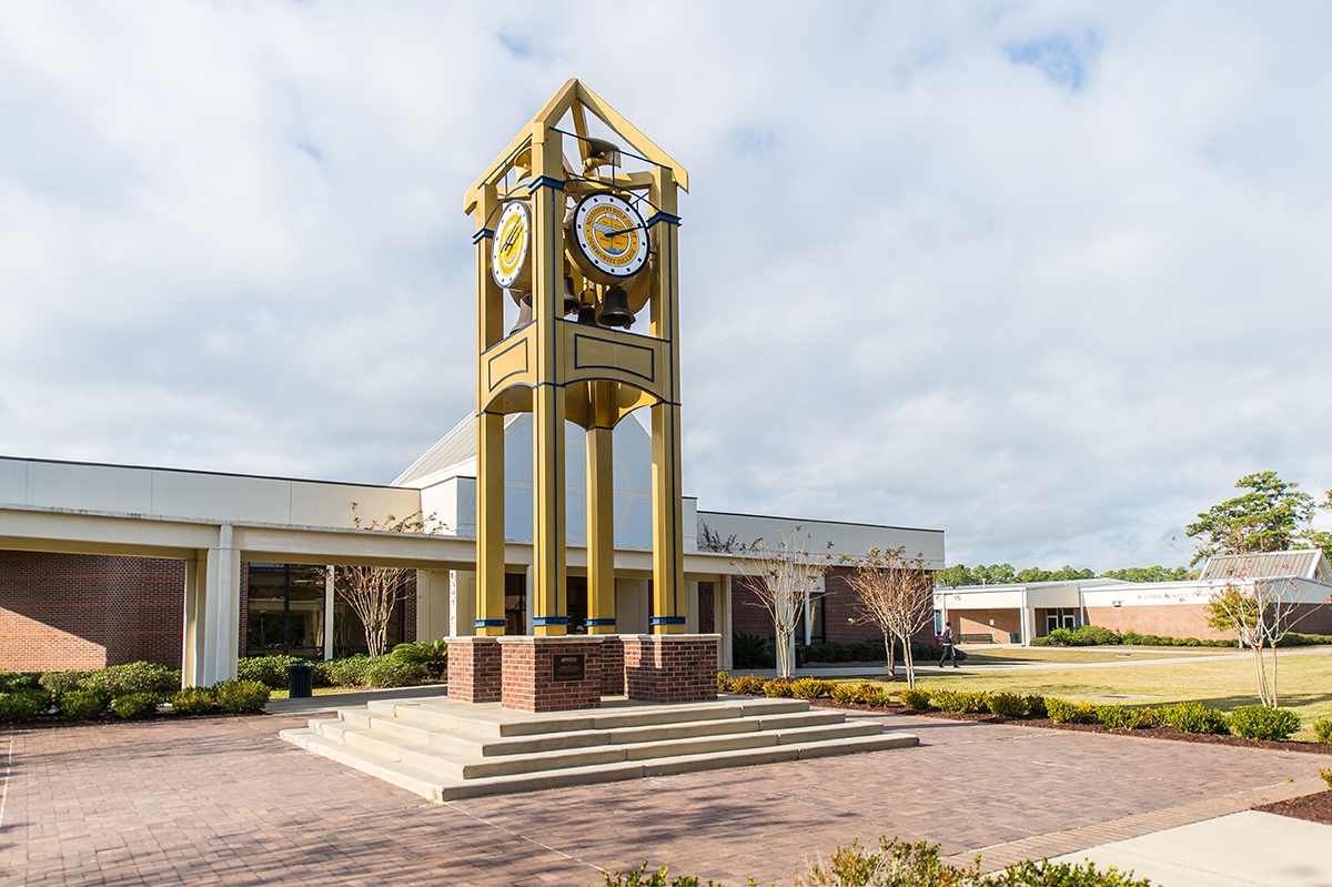 The bell tower at the Jackson County Campus