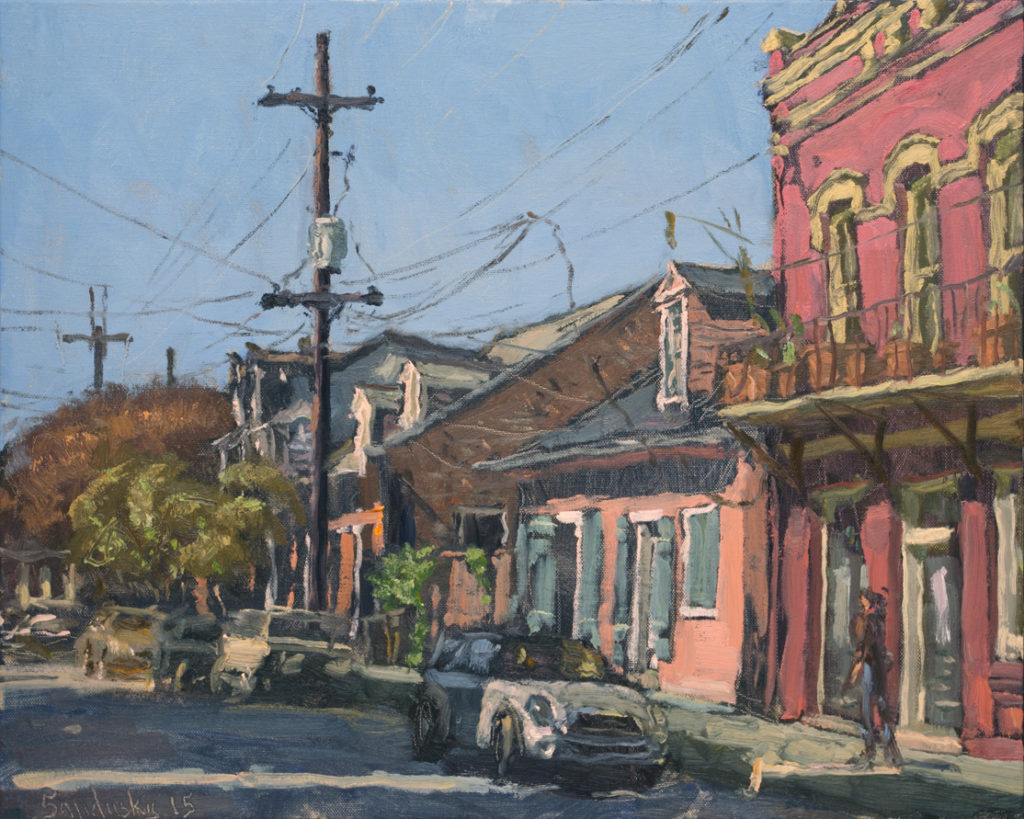 Oil painting of New Orleans neighborhood