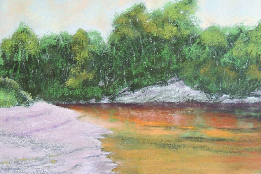 Drawing of Sandbar on Red Creek by Melissa Ladner