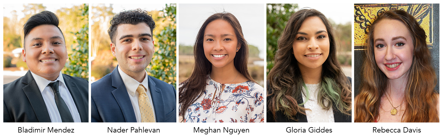 Five students who were named semifinalists for the Jack Kent Cooke Scholarship