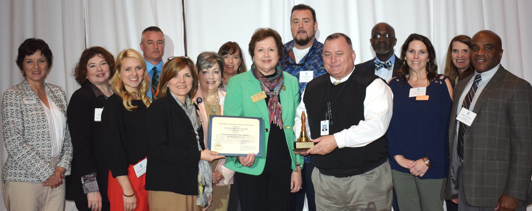 Photo of Pascagoula-Gautier School District personnel and their partners at the 17th annual Mississippi Association of Partners in Education Governor's Award luncheon on February 26 in Hattiesburg.