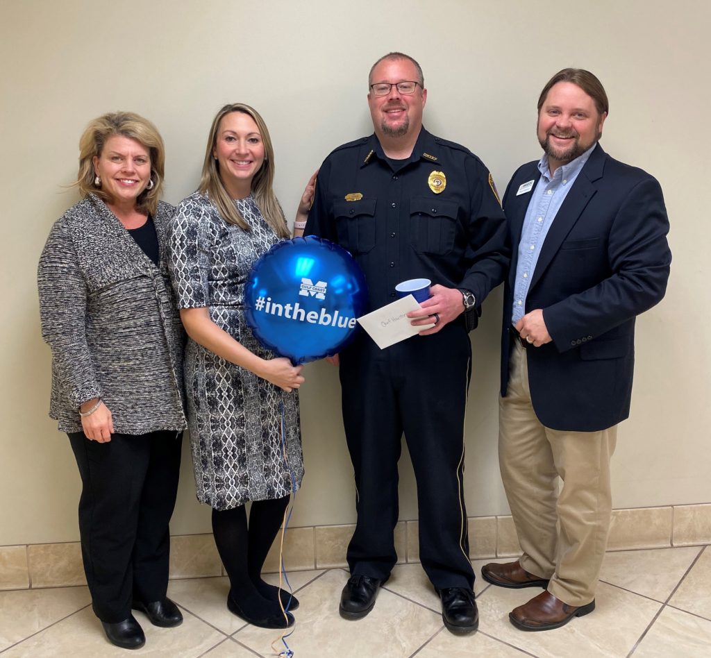 Chief Cary Houston is the Jackson County Campus honoree. From left are Dr. Tammy Franks, Christen Duhe, Chief Cary Houston and Jason Ferguson.