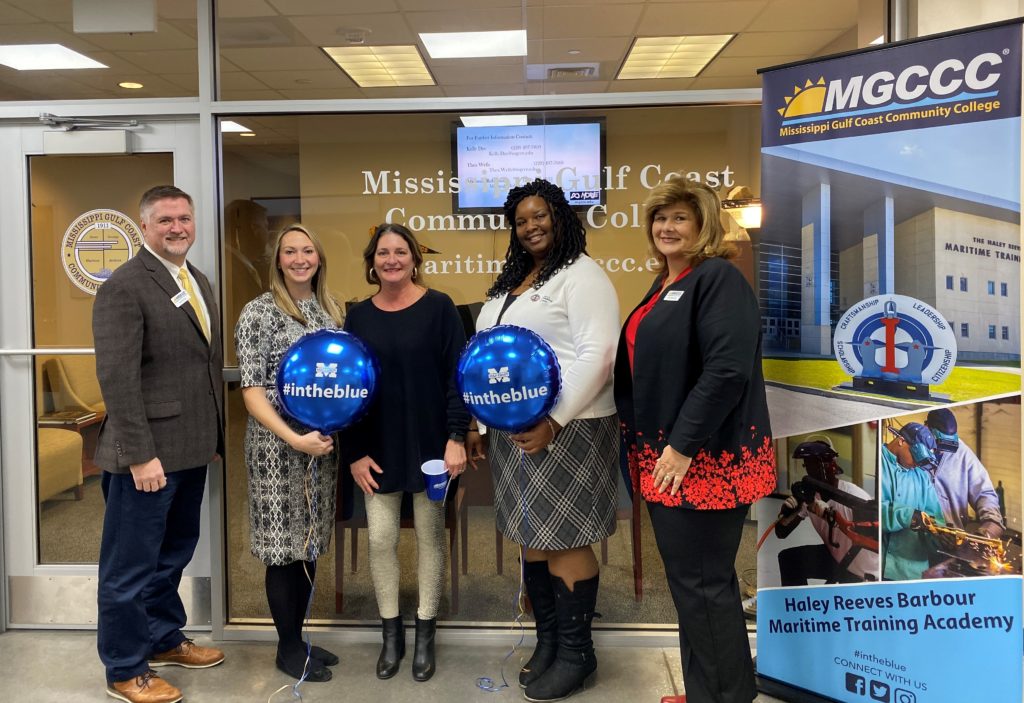 Thea Wells and Micheala Robinson are the Maritime Training Center honorees. From left are Brock Clark, Christen Duhe, Thea Wells, Micheala Robinson and Kelly Dye.