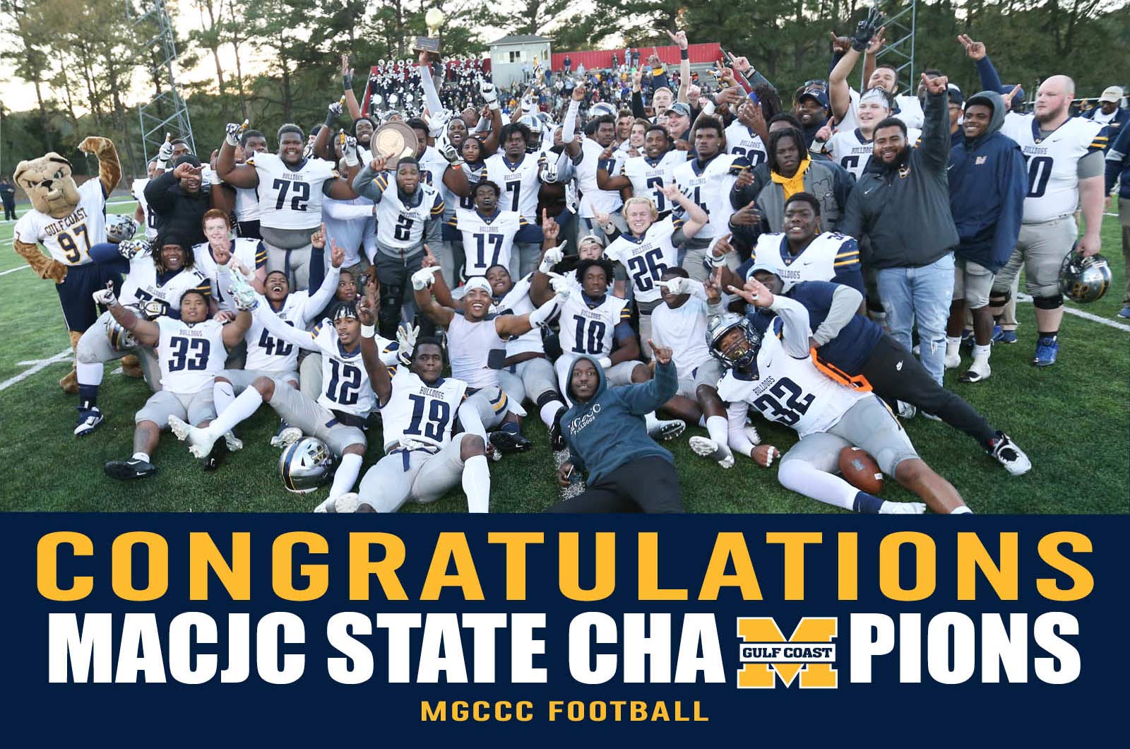 MGCCC Bulldogs Football Team Celebrates MACJC Title Win