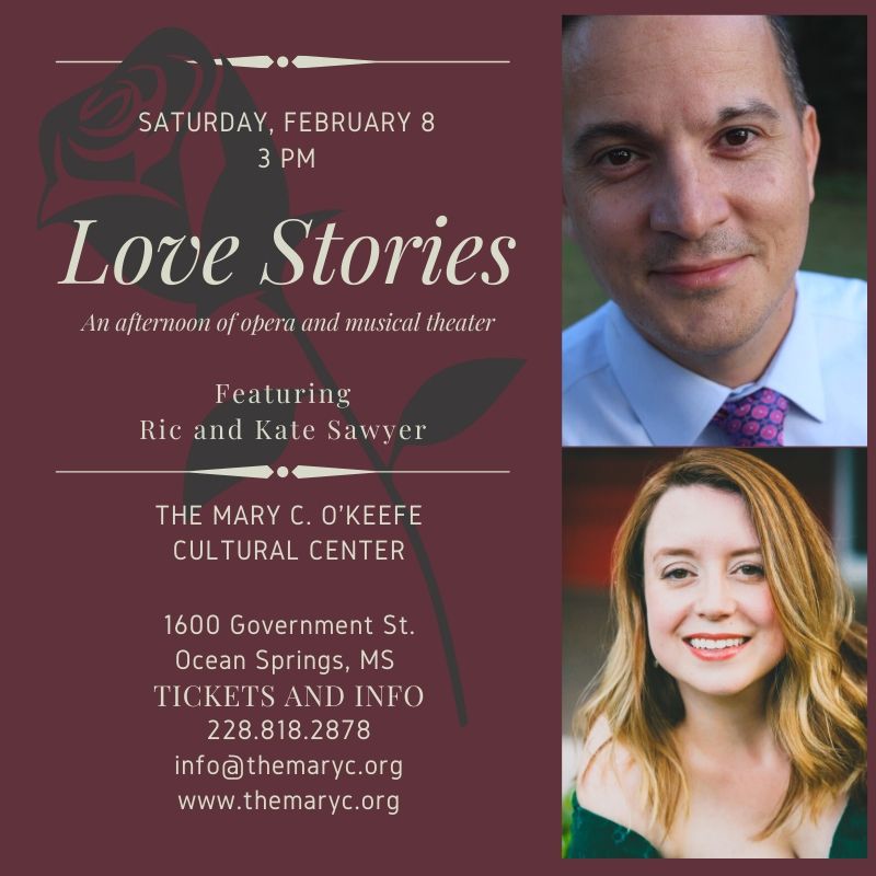 Poster for the Love Stories concert with Kate Sawyer and Ric Sawyer