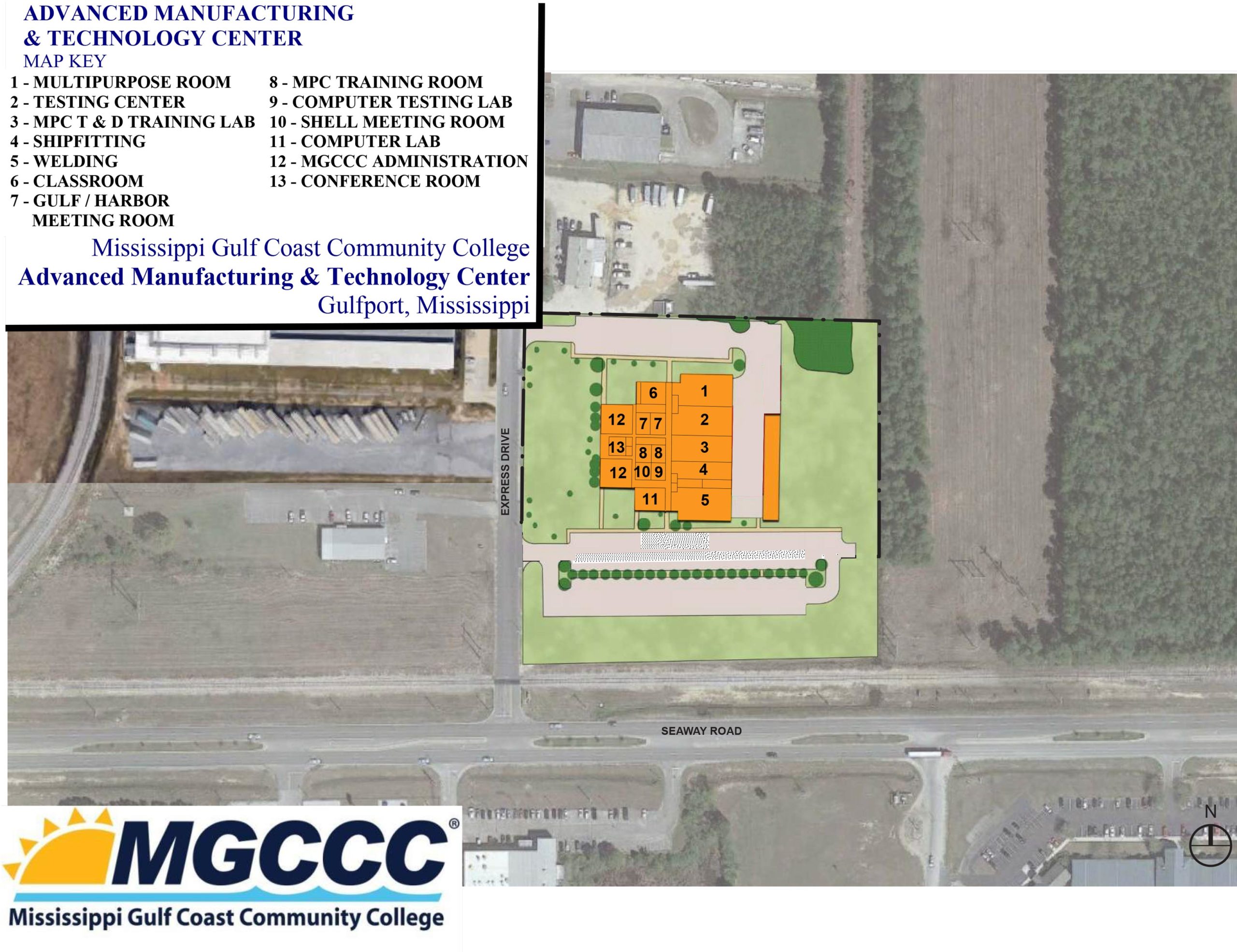 Map of Advanced Manufacturing and Technology Center at MGCCC.