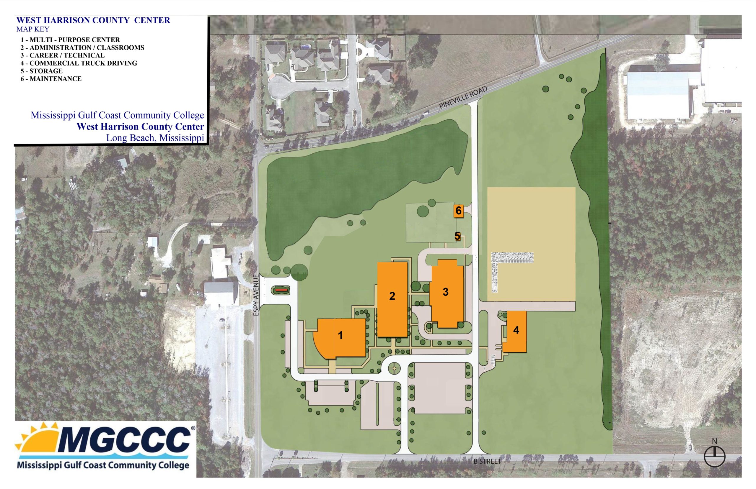 Map of MGCCC's West Harrison County Center Campus.