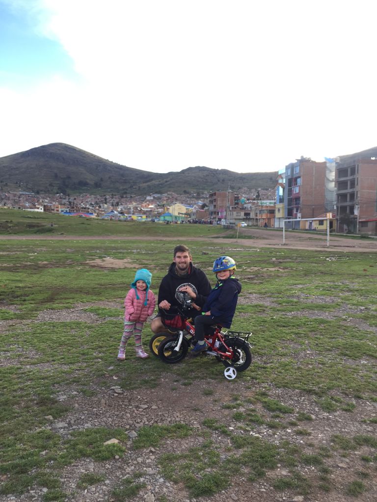 Joseph with his children in Peru