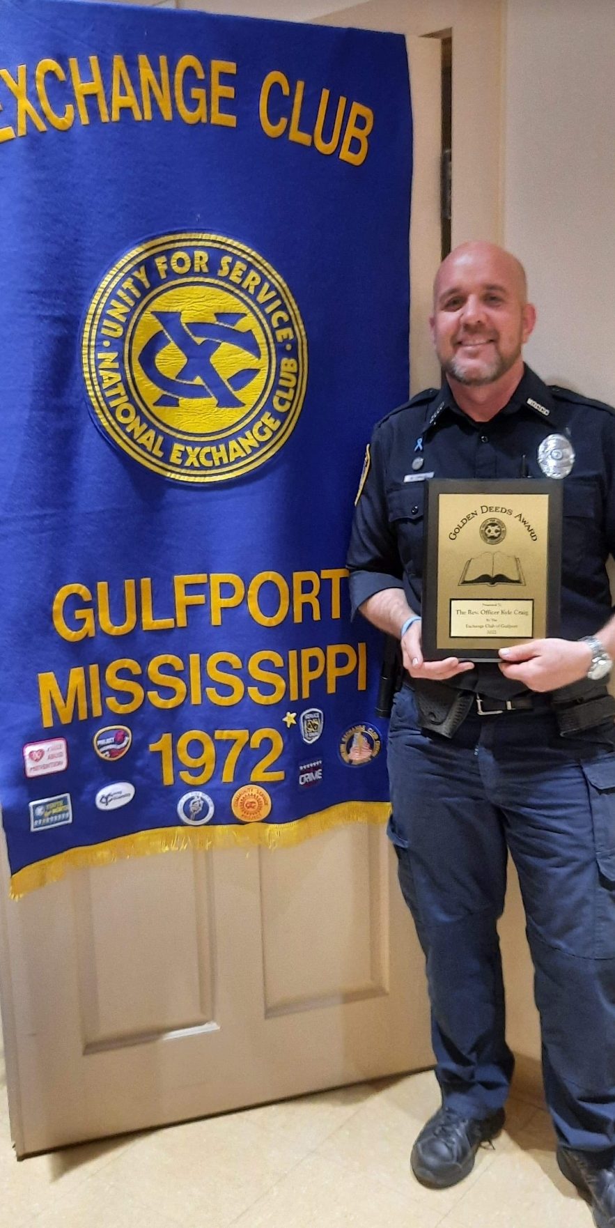 MGCCC police officer Kyle Craig awarded Golden Deeds Award by Gulfport Exchange Club