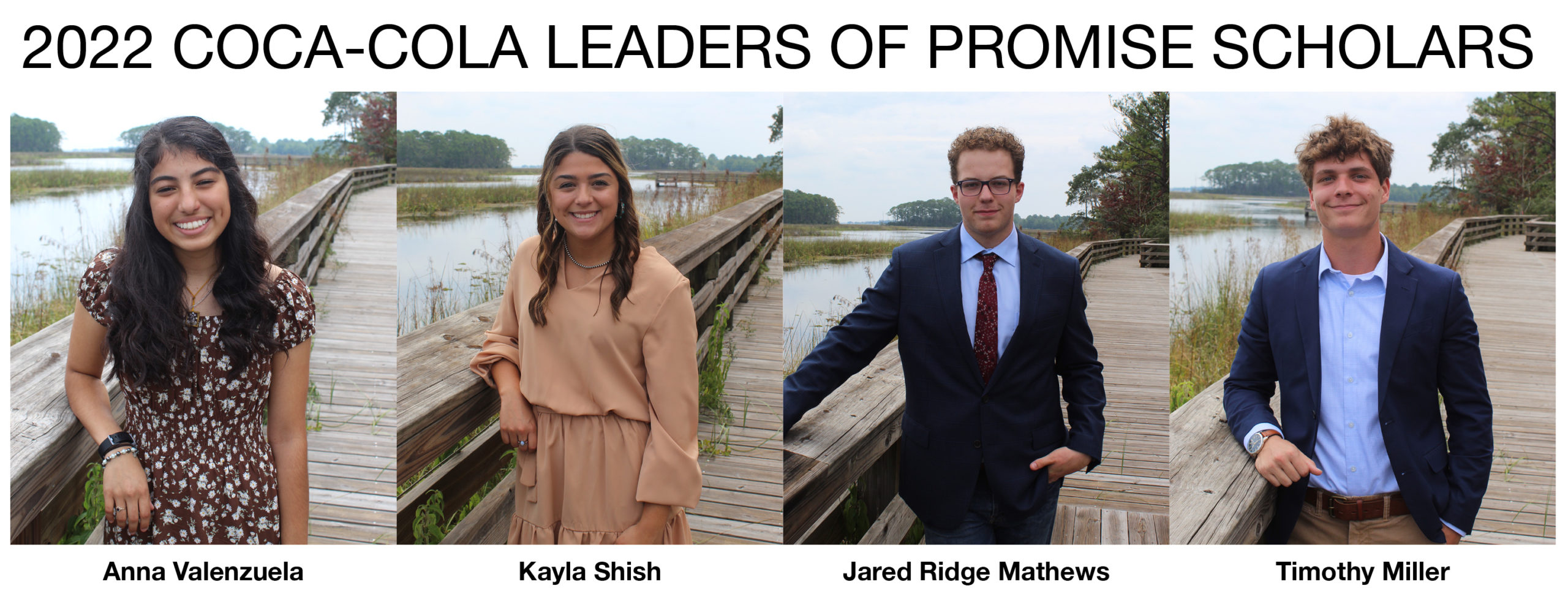 Photos of four student winners of the Leaders of Promise Scholarship