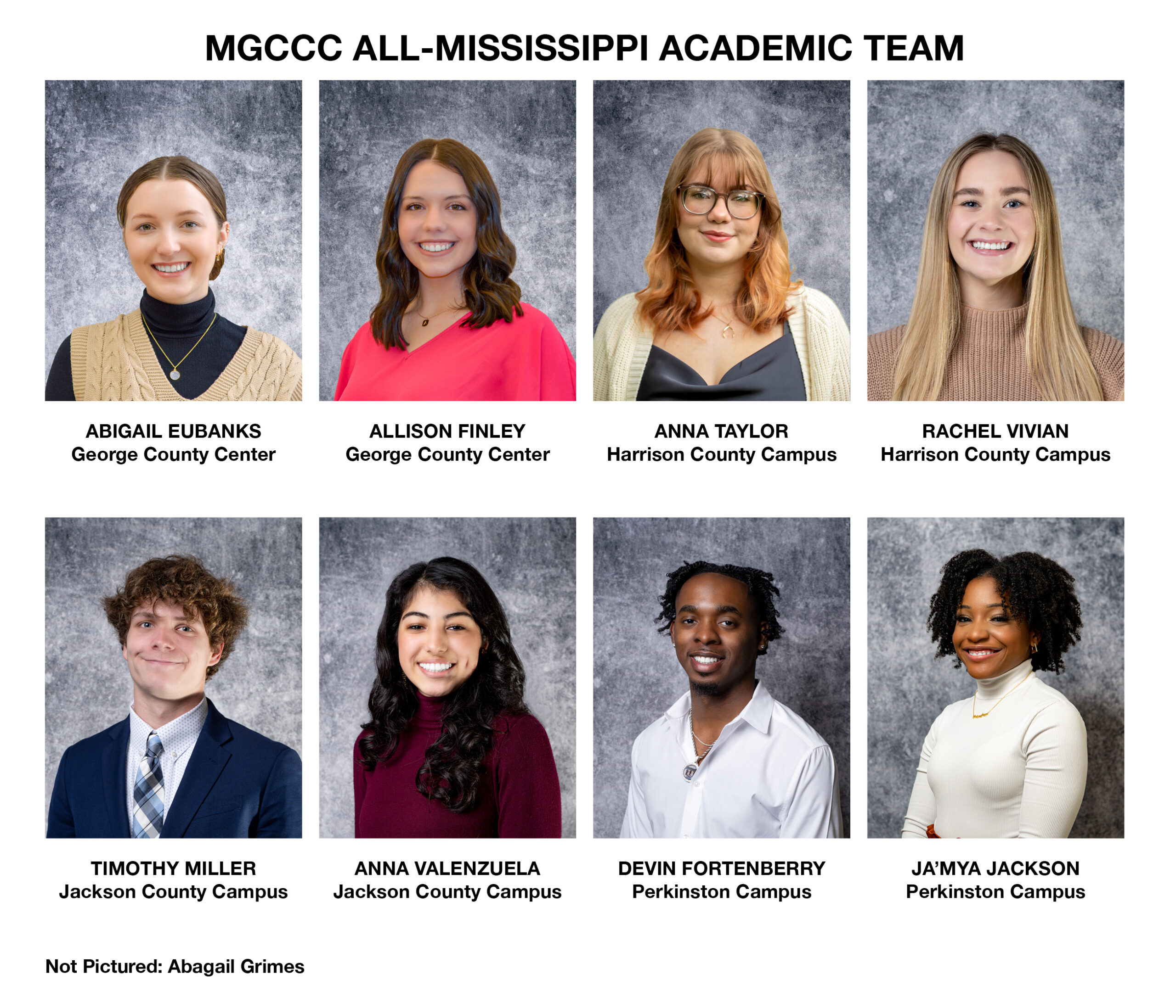 MGCCC All-Mississippi Academic Team (not pictured: Abagail Grimes, Jackson County Campus)