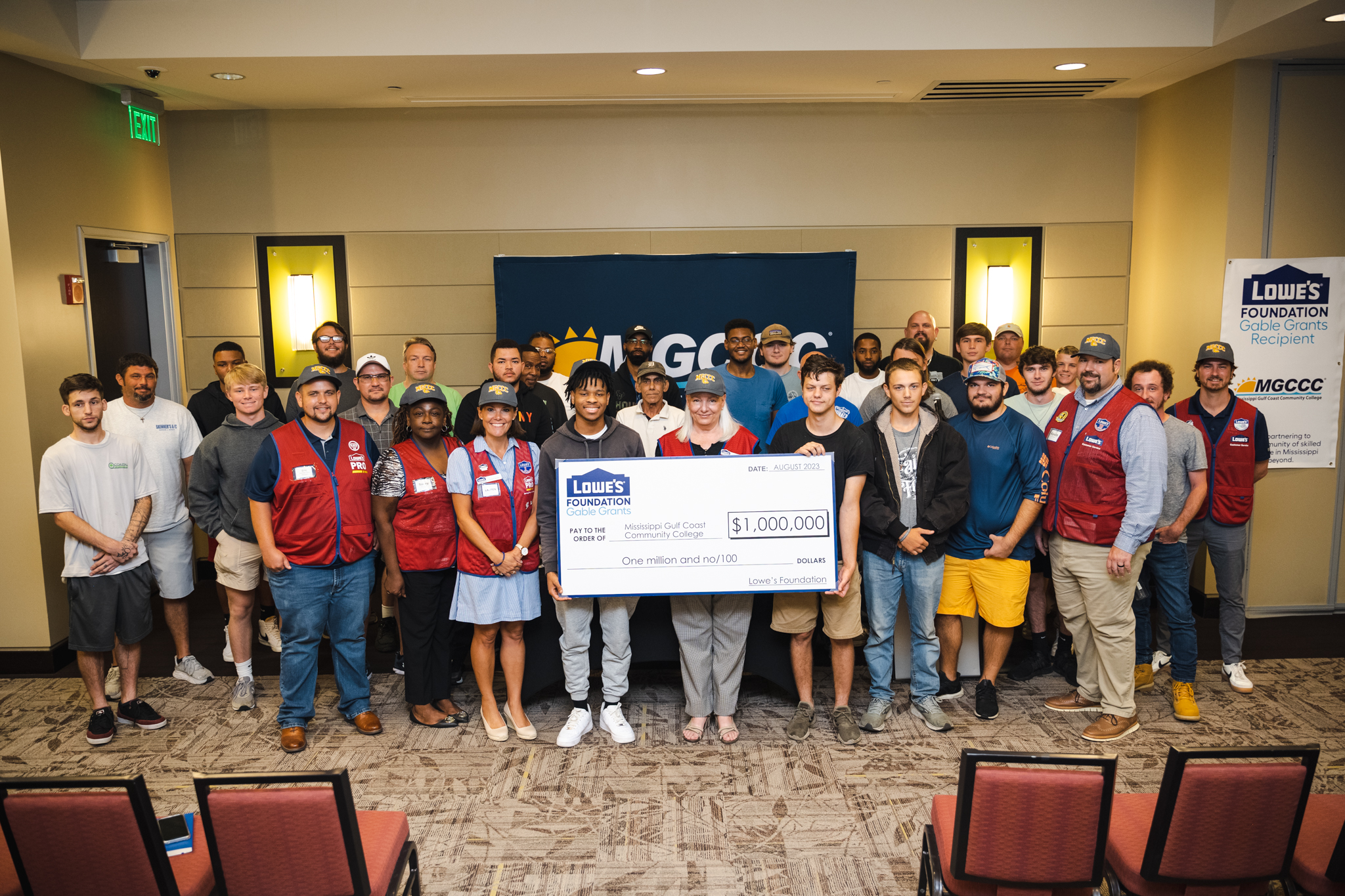 Lowe's Check Presentation with Lowe's employees, MGCCC employees and students