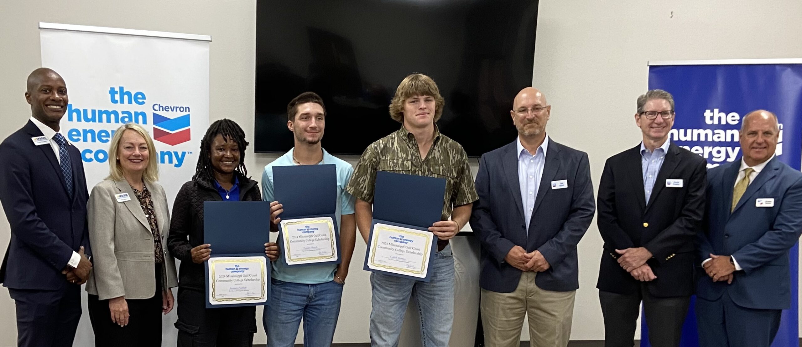 Chevron presents scholarships to nine students at MGCCC’s Jackson County Campus