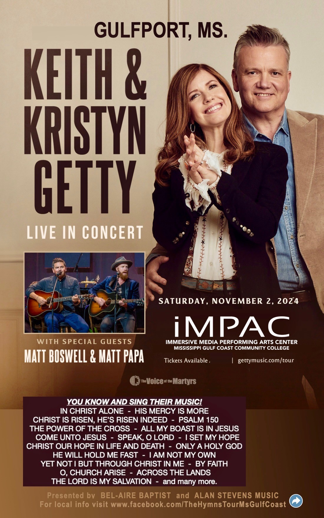 MGCCC’s iMPAC Presents An Evening with Keith & Kristyn Getty in November