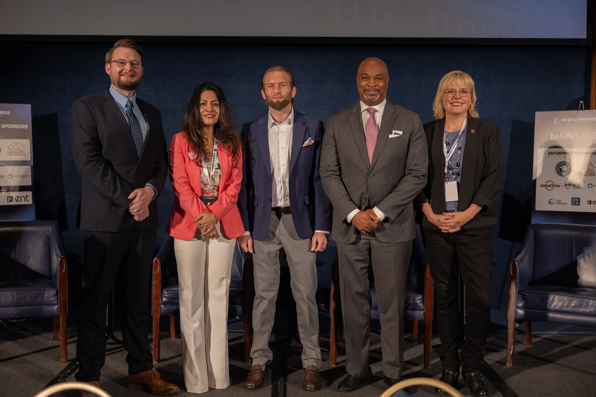 Dr. Kollin Napier, far left, represents Mississippi on the “Building AI Ready States and Regions” panel in Washington, D.C. Fellow panelists represented Ohio (Payal Thakur), Georgia (Kwanza Hall), and Missouri (Amy Forsee). Standing in the middle is Zack Huhn Co-Founder & Chairman, Enterprise Technology Association Executive Director, US AI Congress.