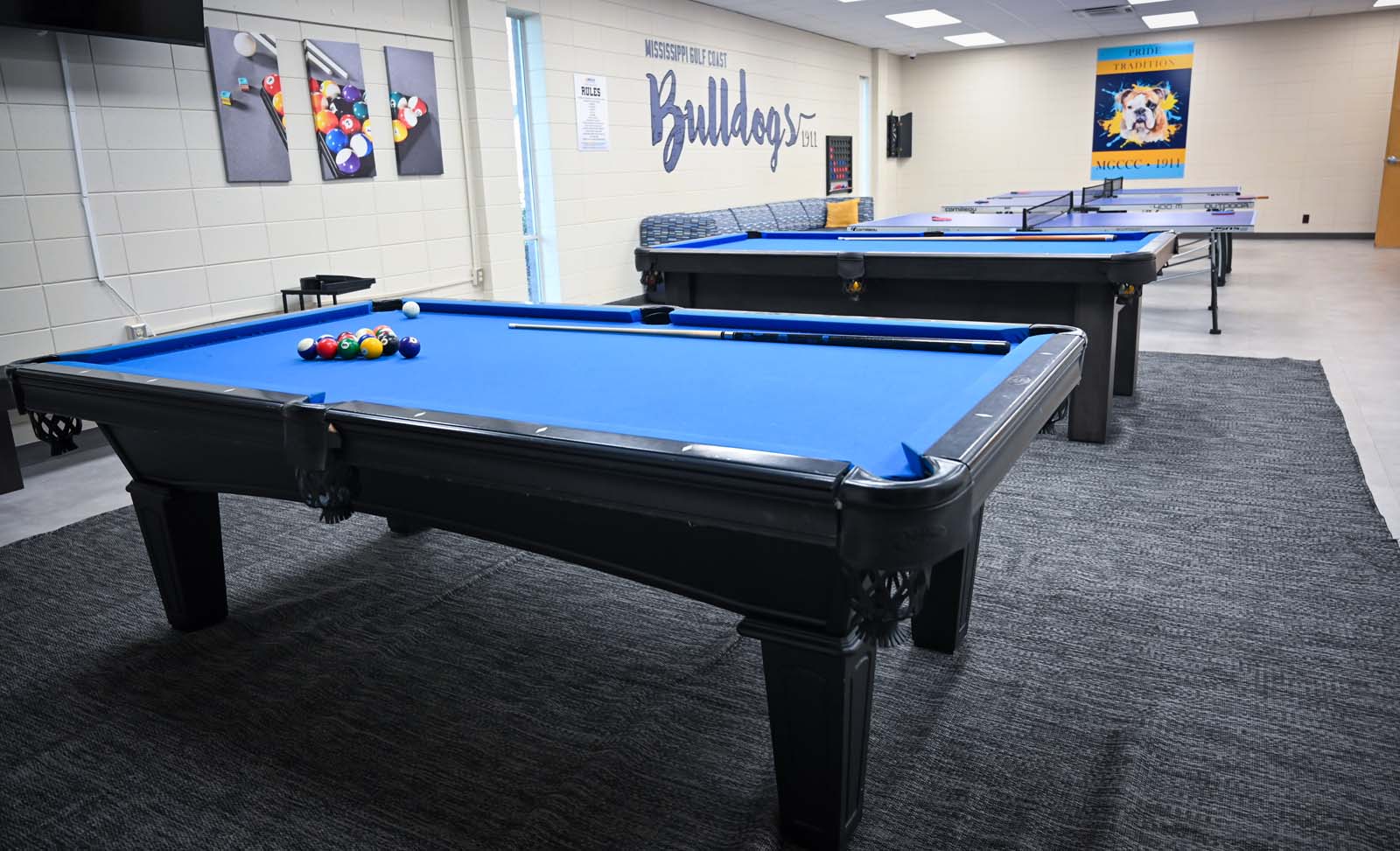Billiard room in Denson Hall Student Center at MGCCC's Perk Campus